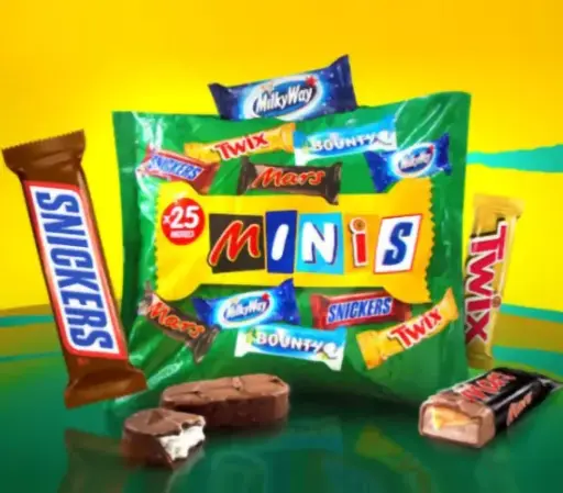 Mini Mars, Mini Snickers, Mini Twix, Mini Bounty, Galaxy Minis  